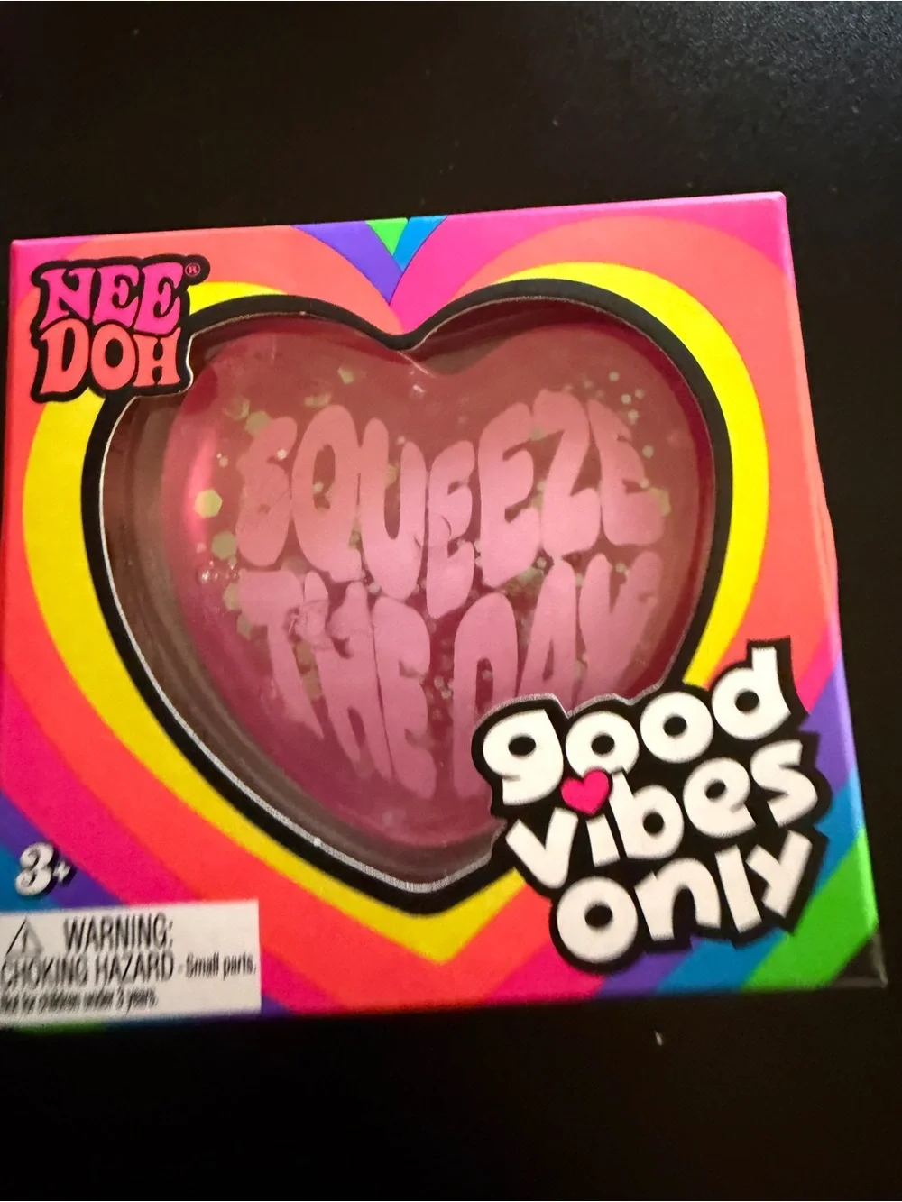 New Nee Doh Good Vibes Only Pink Heart Squeeze the Day Schylling Squishy Toy 3+
